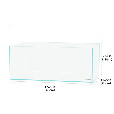 LANDEN 45S Shallow Rimless Aquarium — 5.4 Gal Nano Aquascaping Tank Small, shallow — scape from the top down.