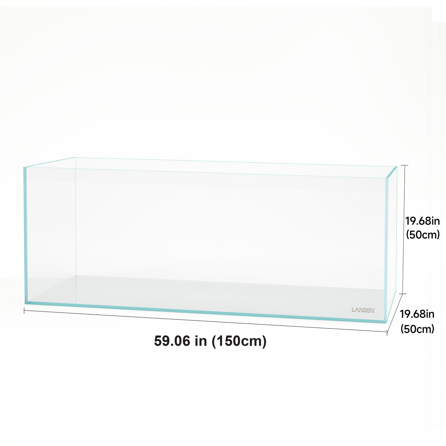 LANDEN 150cm Rimless Low-Iron Aquarium — 88.5 Gallon Bookshelf Tank (150×50×50 cm)