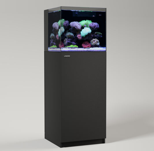 LANDEN Aquarium Wooden Stand and Cabinet for up to 30 Gal Tank,W23.6xD17.7xH33.9in, Matte Black Painted(Stand Only)