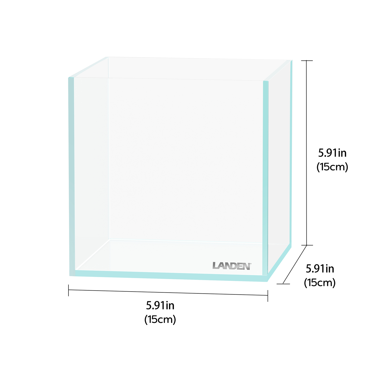 LANDEN 15C 0.8 Gallon Cube Aquarium Tank，W5.9×D5.9×H5.9 in(15x15x15cm) 4mm Thickness